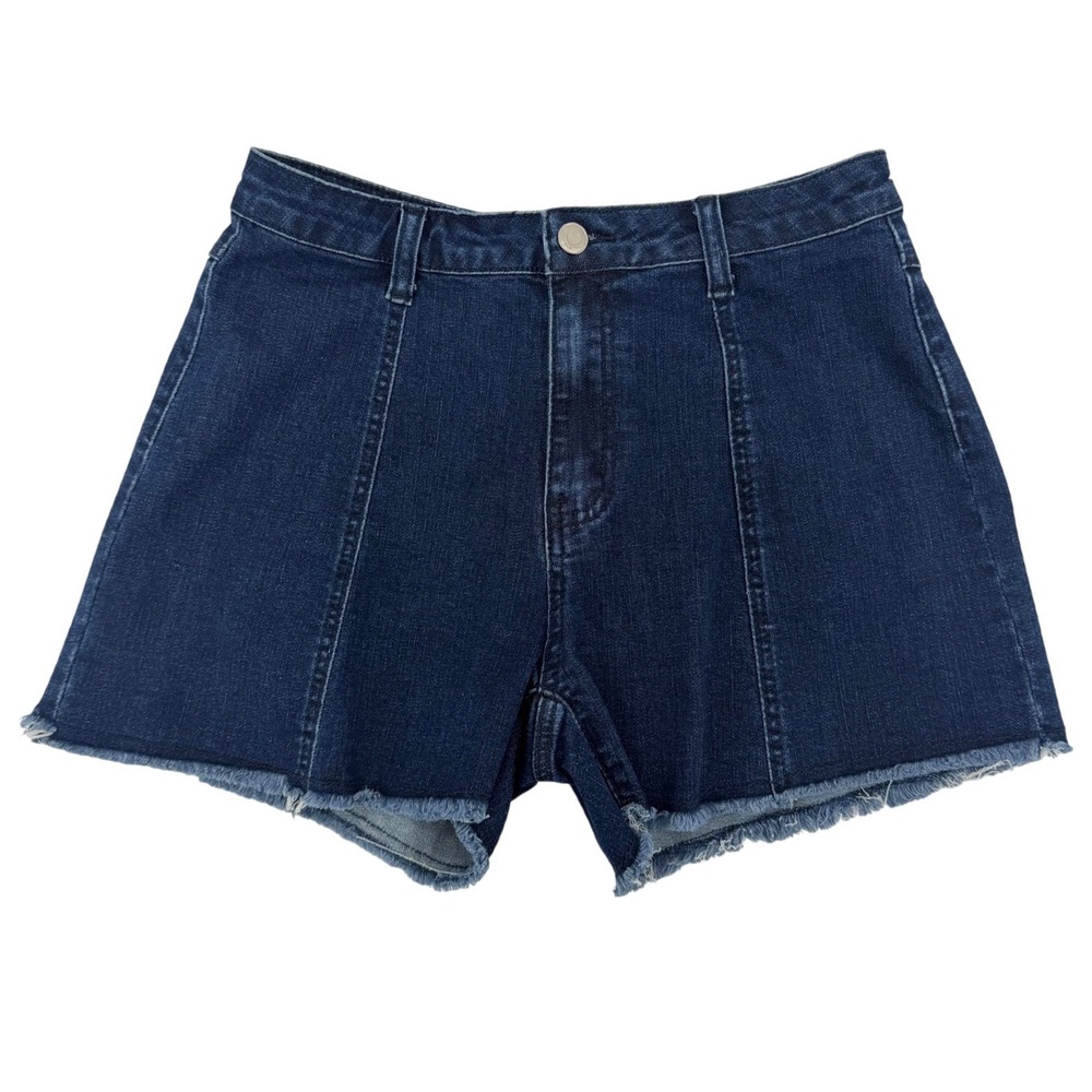 Wisteria Lane Denim‎ Shorts Womens M Blue Horseshoe Back Panel Raw Hem